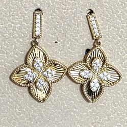💛18k Gold Flower Drop Earrings