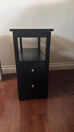 Black Nightstand with Two Drawers