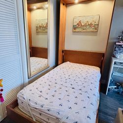 Twin Bed & mattress- beautiful Oak wood. like NEW