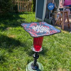 "Valentina" One Of A Kind Upcycled Birdbath