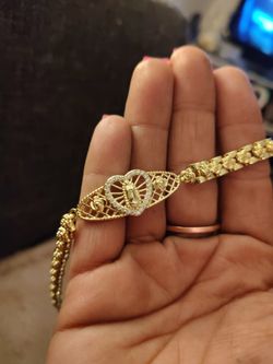 Gold-Tone Virgin Mary Heart Bracelet