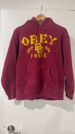 Obey Pullover Hoodie Medium Burgundy