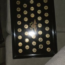 VINTAGE  COUROC OF MONTEREY  TRAY PRESIDENTIAL COINS WASHINGTON  TO NIXON 1970s.