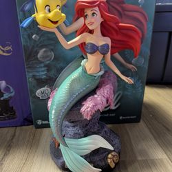 The Little Mermaid and Flounder Statue - Like New!