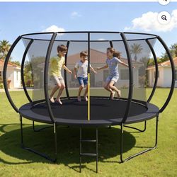 New in box Trampoline Outdoor  12FT with Enclosure and Ladder, Recreational Trampoline for Kids and Adults, Anti-Rust Coated Frame