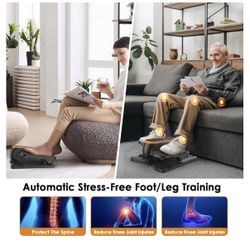 Under-Desk Elliptical – A quiet, electric leg exerciser featuring a smart remote control, 12 manual speed settings, 3 automatic programs, an LCD displ