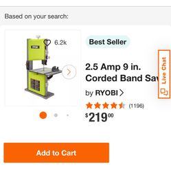 RYOBI 2.5 Amp 9 in. Corded Band Saw