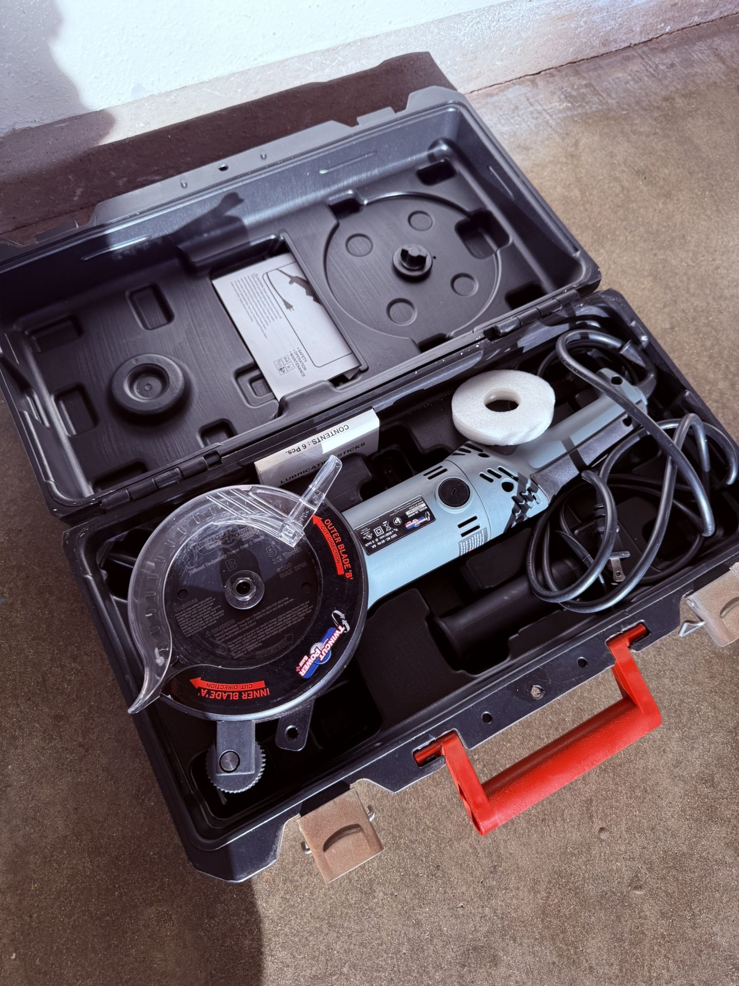 Twin cut, power saw plus, double rotating blades ..