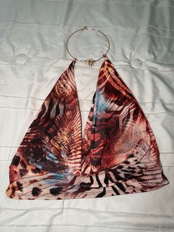 Halter Crop Top with Ring Neck Detail