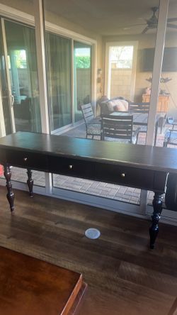 Vintage Black Console Table / Sofa Table with Drawers