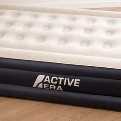 Active Era Brand Twin Air Mattress with Built In Pump & Raised Pillow