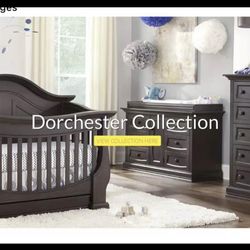 Eco-Chic Dorchester Crib, Dresser w/Changing Table, Armoire & 2 NIB Conversion Kits **Need Gone!**