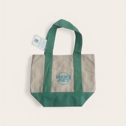 TRADER JOE’s MINI TOTE BAG GREEN PASTEL