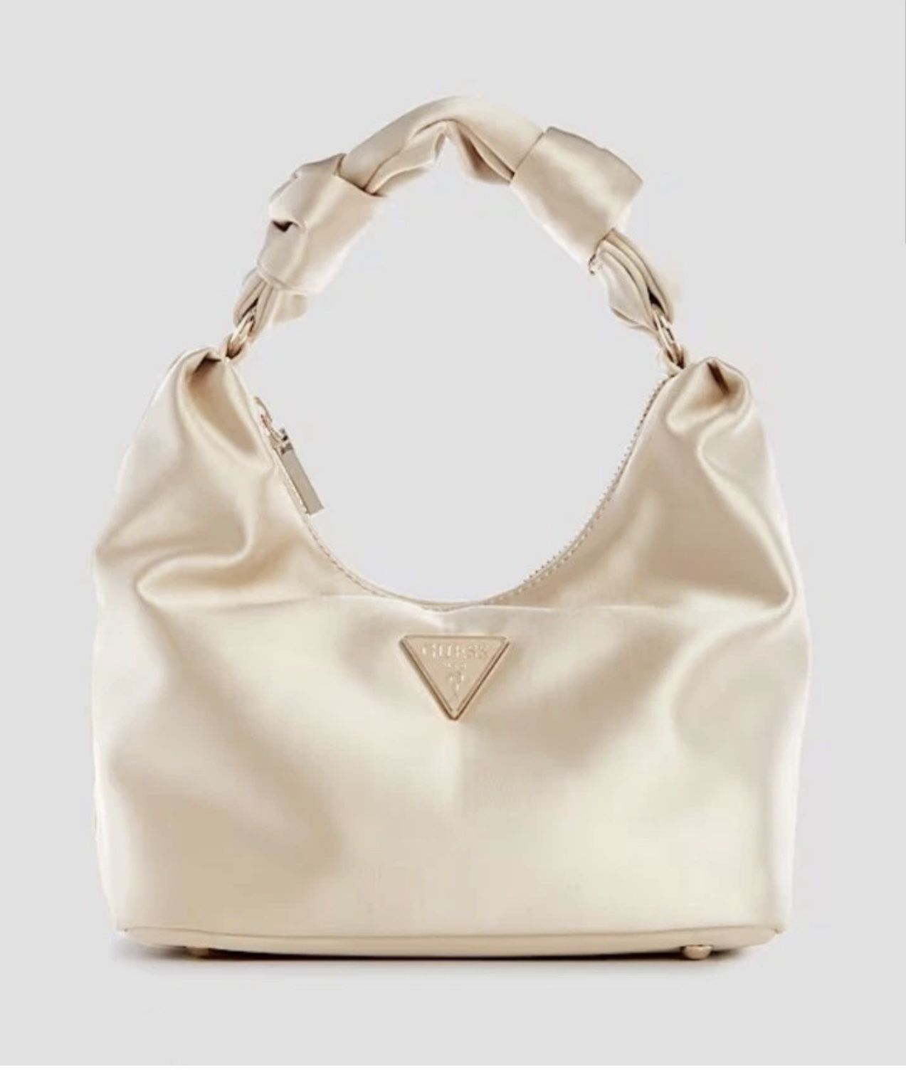 Guess Pale Gold Satin Hobo Bag
