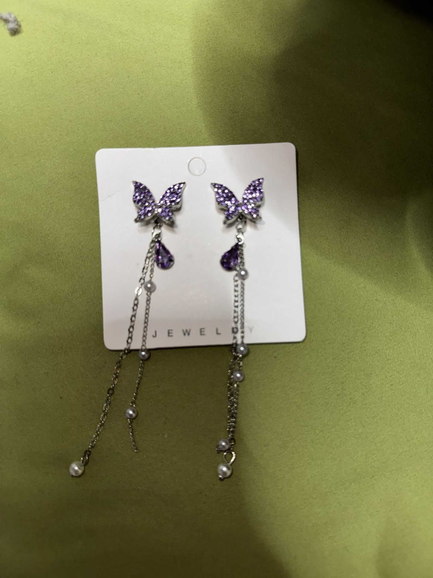 Purple Butterfly Dangle Earrings