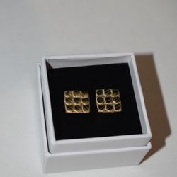 10k Square Nugget Earring 