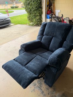 NEVER USED Navy Blue Fabric Recliner Chair