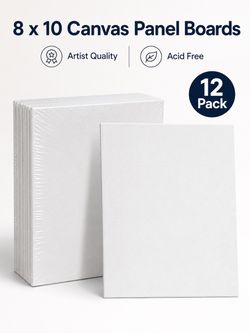 8 X 10 inch Professional Artist Quality Acid Free Canvas Panel Boards for Painting Value Pack of 12(1 Full Case of 12 Single Canvas Board Panels)