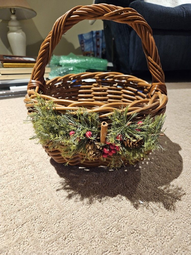 Christmas Themed Wicker Basket