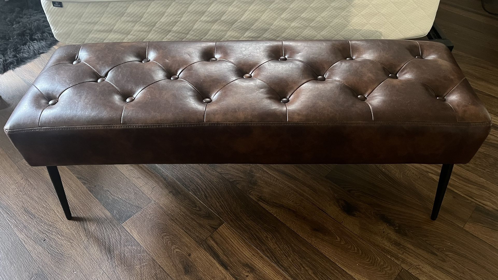 Tufted Bedroom Bench Faux Leather