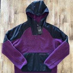 Under Armour Mission Anorak Sherpa Fleece Jacket Mens Size S 1366094 Purple