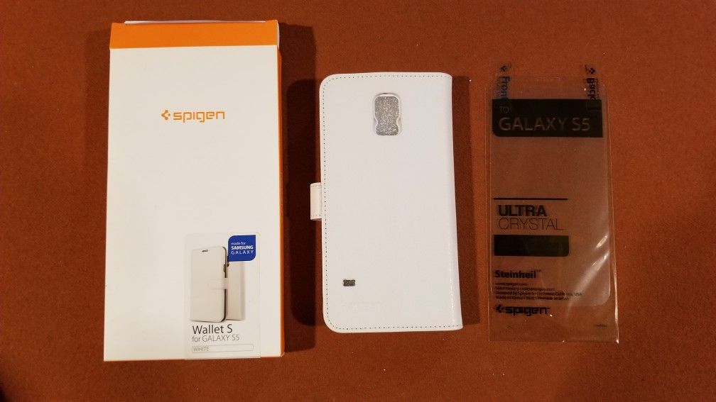 Samsung Galaxy S5 Spigen wallet case & screen protector