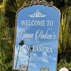 Gold Quinceanera Welcome Mirror