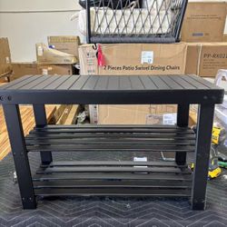 NEW ASSEMBLED Bamboo Shoe Rack, 3-Tier Shoe Rack Bench for Front Door Entrance, Shoe Organizer