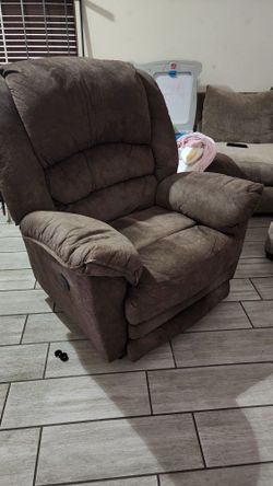 Brown Fabric Large Electric Recliner