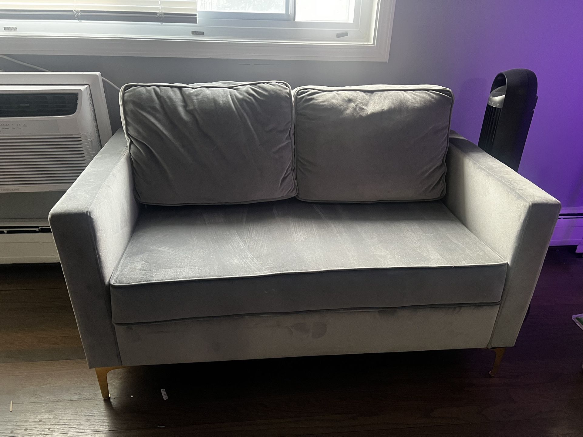 51” Grey Velvet Loveseat Couch