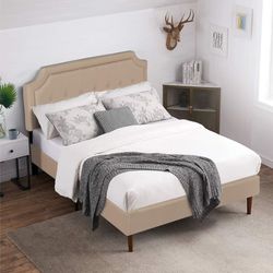 🔥Premium Upholstered Platform Bed Frame Diamond Stitched Headboard, Metal Frame Strong Wood Support
