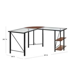 L Shaped Glass/wood Office Desk *DESK ONLY*