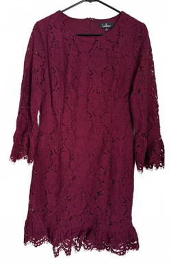 Lulus Mini Dress Size Large Red Wine Lace Fringe Coquette Girl Cottage Evening