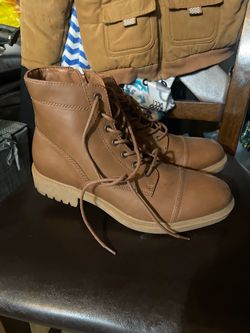 Brown Lace-Up Combat Boots