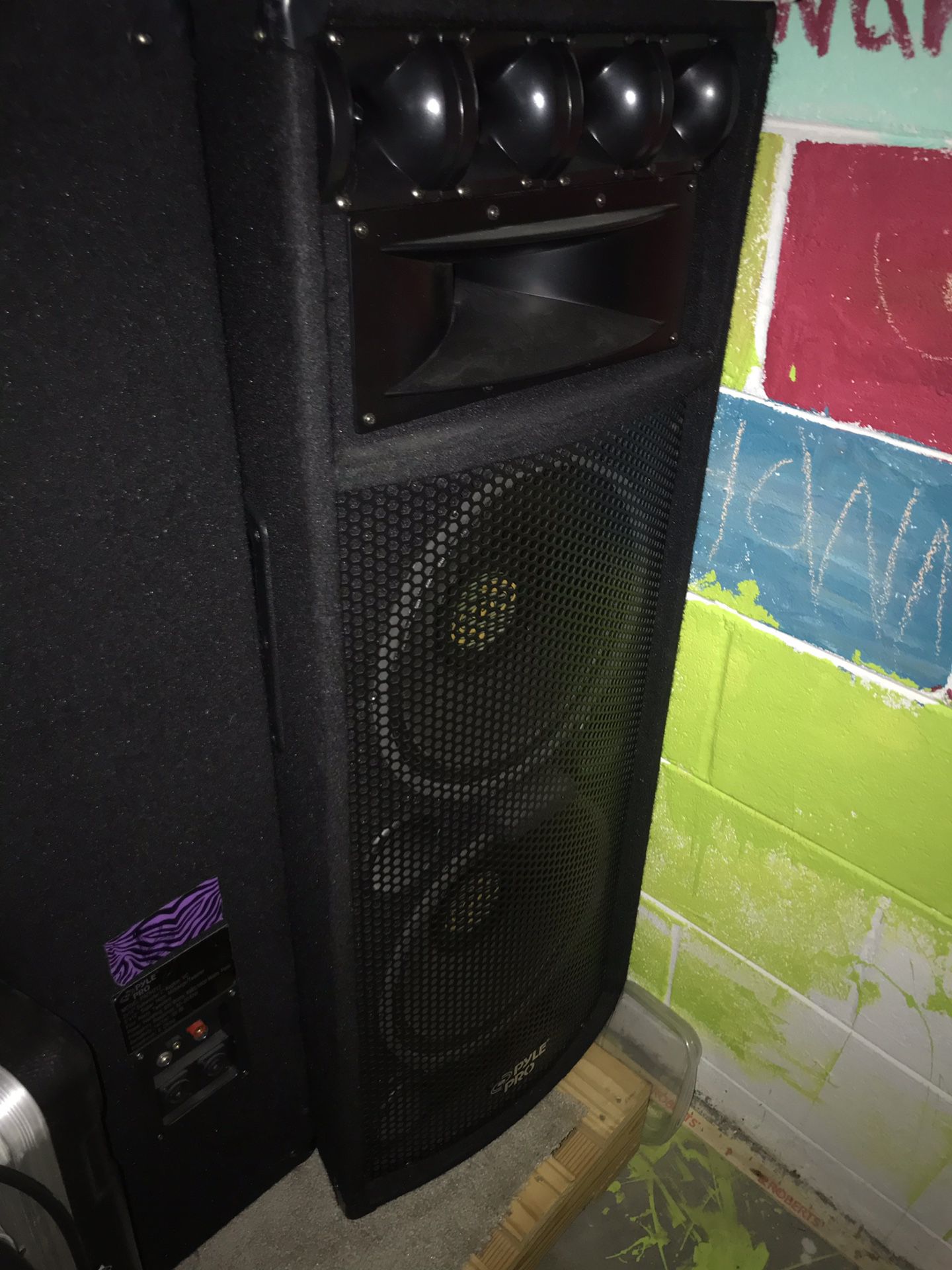Sound system PA Sound board and loud speakers
