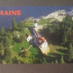 Burnt Island Lighthouse New England Colour Vintage Collectible Postcard Post Card RPPC PC