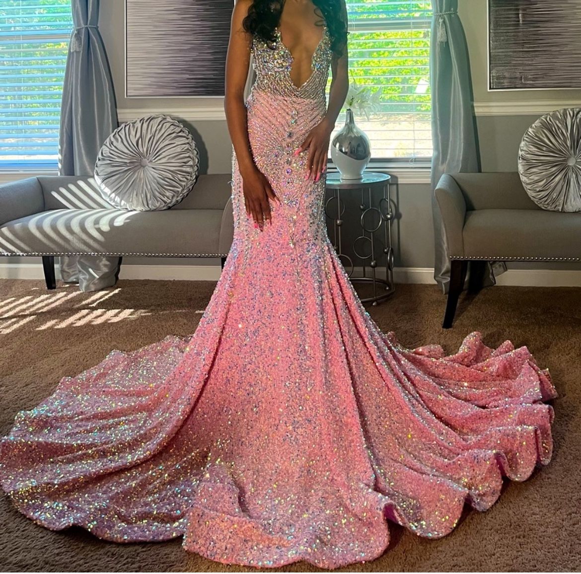Stunning Pink Sequin Prom Dress – Showstopper Gown!