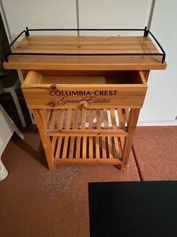 Branded “Columbia Crest” Wooden Kitchen Cart