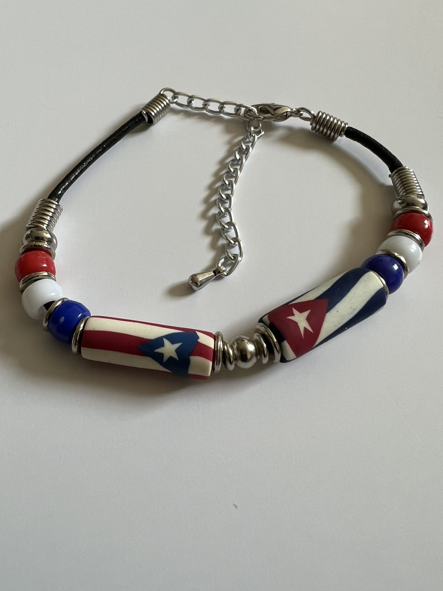 Cuba/ Puerto Rico Bead Flags Bracelet /anklet