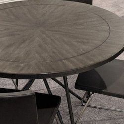 Solid Wood Table W LEATHER CHAIRS