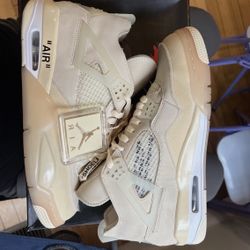 Air Jordan 4 Off-White Sail Men's Sneakers Size 9.5 with Bo