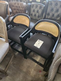 Americana Mid-Century Modern 26" Cane Back Counter Stool, Jet Black