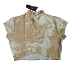 Reebok Women's Cream and Tan Crop-top Size Small NWT