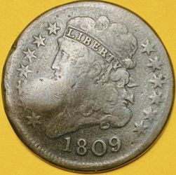 1809 U.S. CLASSIC HEAD HALF CENT 1/2c PENNY COIN (Fine)