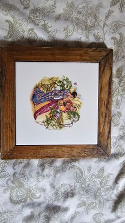 #Asian #Scene #Tile #Vintage #Framed #Decor #Hot plate