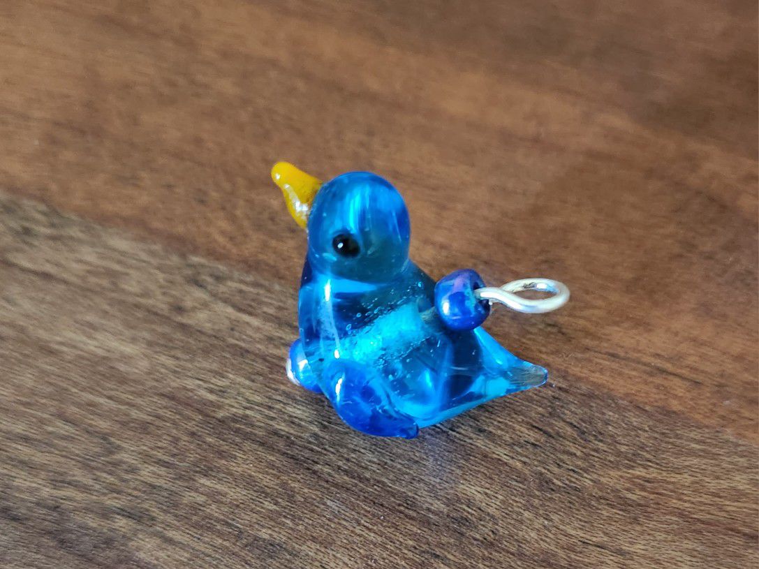 Bluebird Of Happiness Glass Charm Pendant 