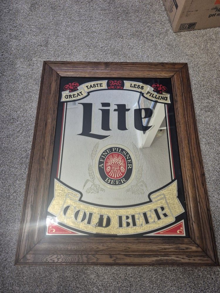 Vintage Miller Light Beer Mirror
