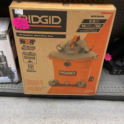 RIDGID 16-Gallon 5.0-Peak HP NXT Wet/Dry Shop Vacuum (HD1640). 