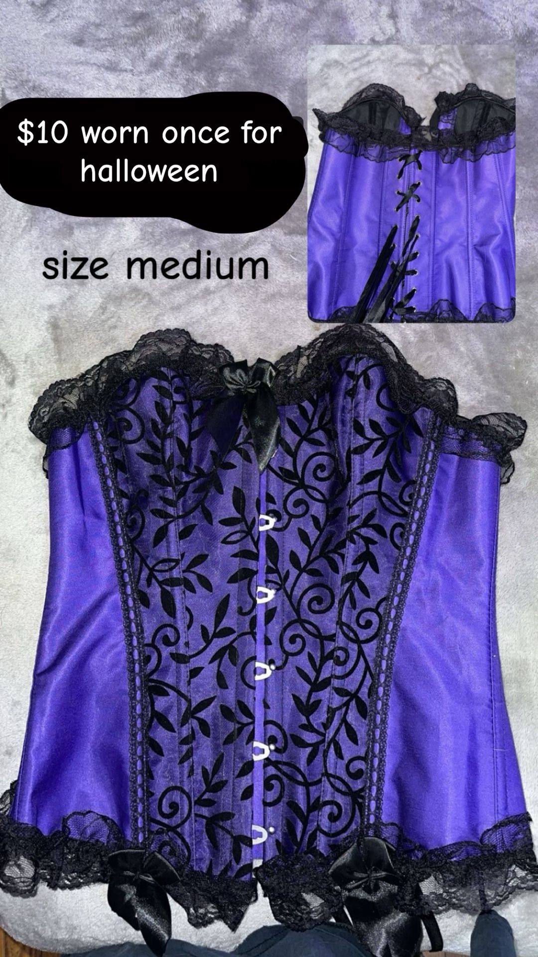 medium purple & black corset