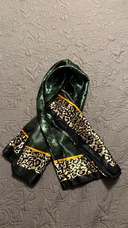 Satin Scarf with Leopard Print Border